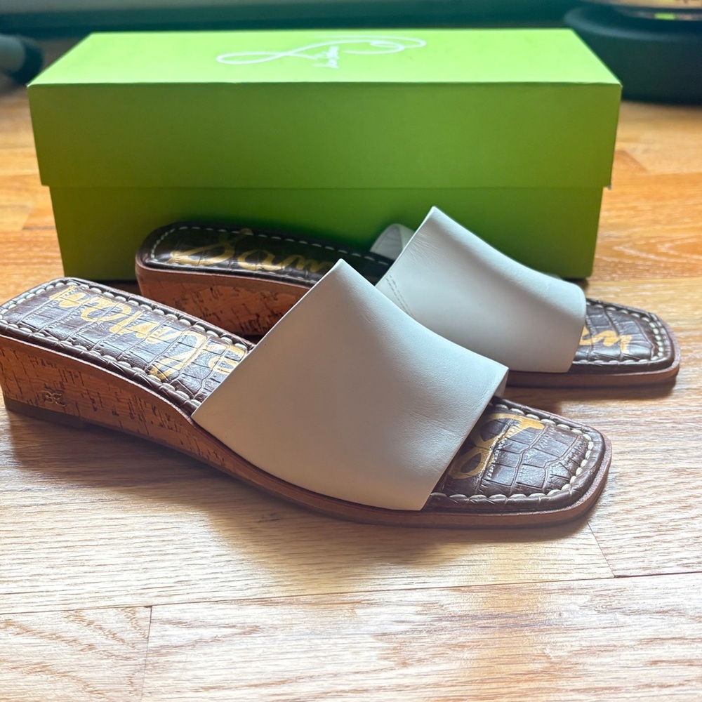 Sam Edelman White Wedge Slides